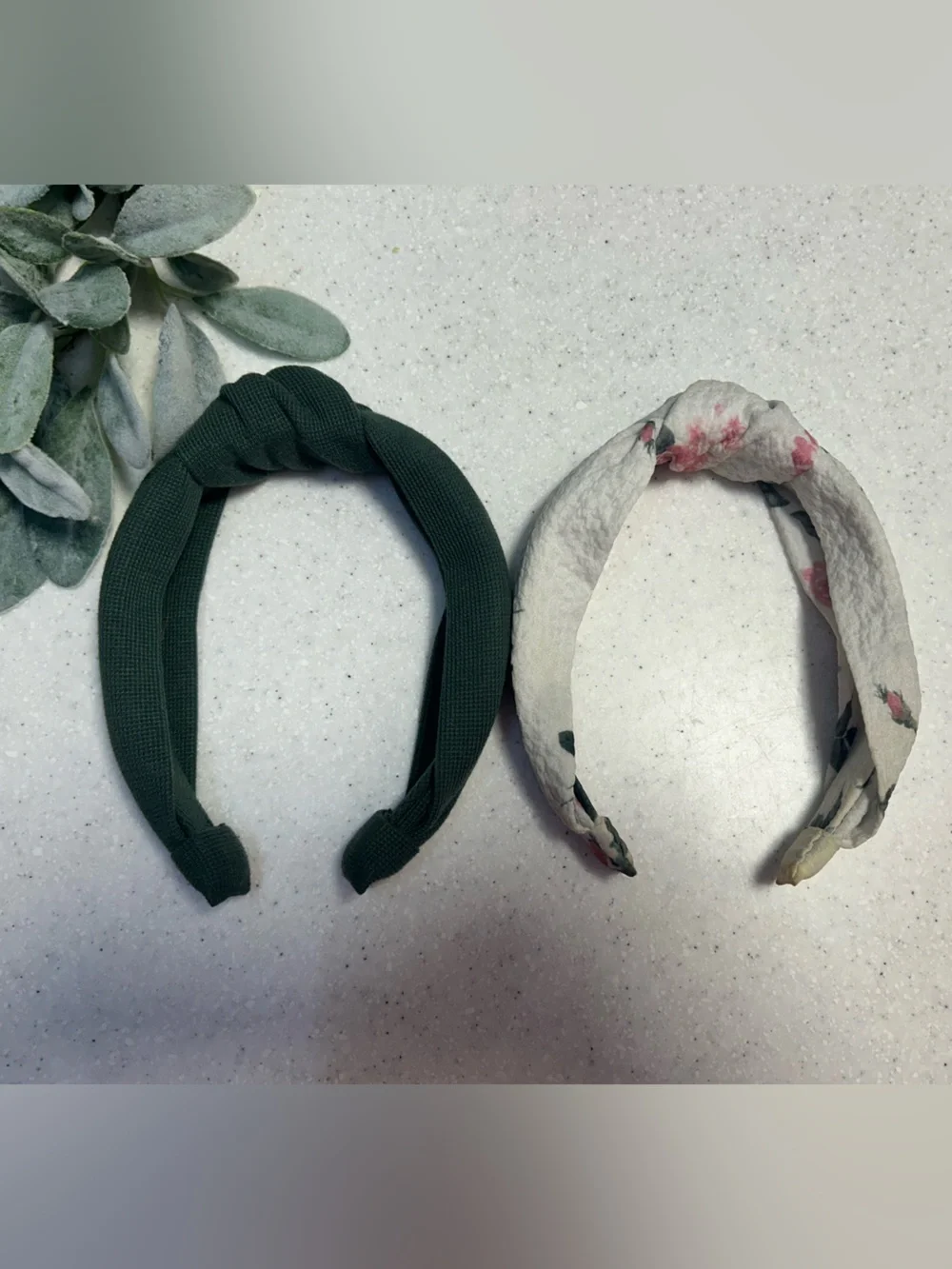✨ 2 Women’s Knotted Headbands | Green and White Floral